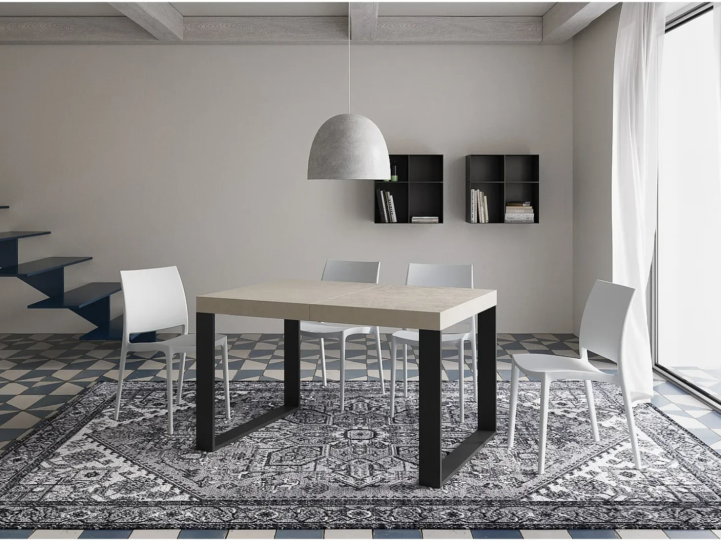 Mesa extensible 140/400x90 cm Tecno cachemira patas antracita