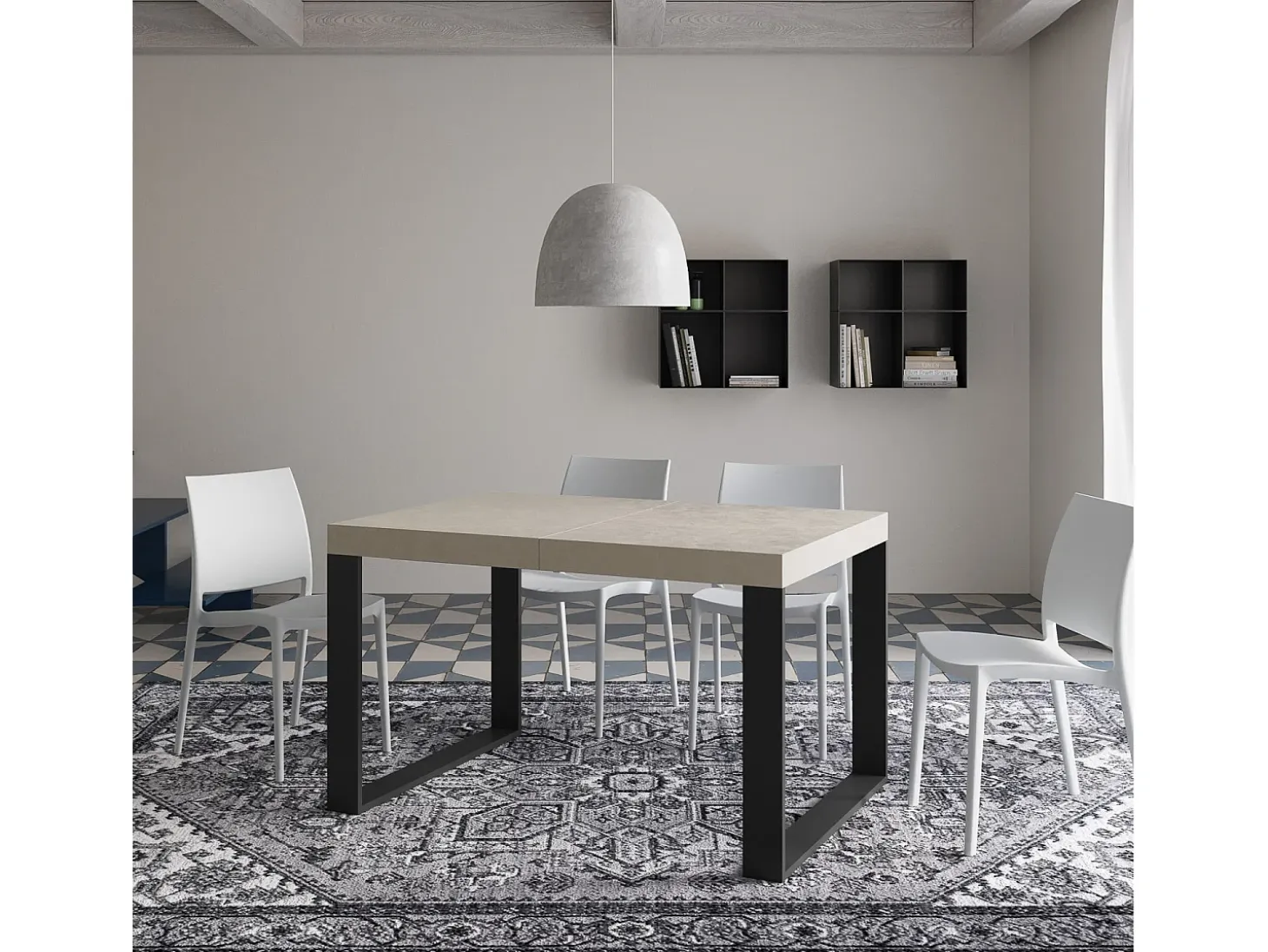 Mesa extensible 140/400x90 cm Tecno cachemira patas antracita