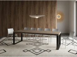 Mesa extensible 90x160/264 cm Tecno Premium gris paloma patas antracita