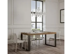 Mesa extensible 120/380x90 cm Tecno nogal con patas antracita