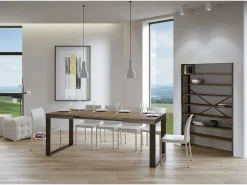 Mesa extensible 120/380x90 cm Tecno nogal con patas antracita