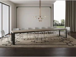 Mesa extensible 90x200/460 cm Tecno Premium gris paloma patas antracita