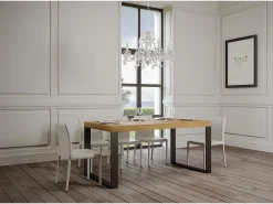 Mesa extensible 90x200/460 cm Tecno Premium Roble Natural estructura Antracita