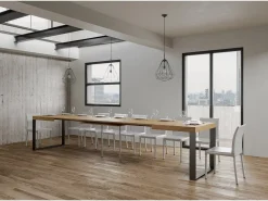 Mesa extensible 90x140/400 cm Tecno Roble Natural estructura Antracita