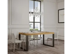 Mesa extensible 90x140/400 cm Tecno Roble Natural estructura Antracita