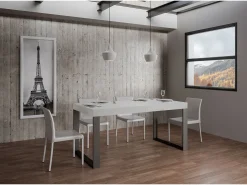 Mesa extensible 180/284x90 cm Tecno fresno blanco patas antracita