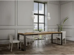 Mesa extensible 180/440x90 cm Tecno Evolution roble natural estructura et patas antracita
