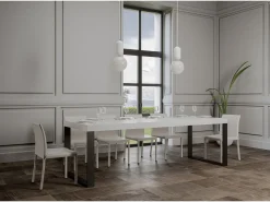 Mesa extensible 90x200/460 cm Tecno Premium Fresno Blanco estructura Antracita