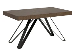 Mesa extensible 160/420X90 cm Terium efecto madera nogal patas antracita