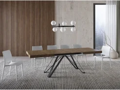 Mesa extensible 160/420X90 cm Terium efecto madera nogal patas antracita