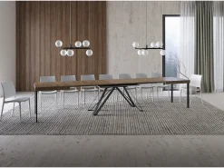 Mesa extensible 160/420X90 cm Terium efecto madera nogal patas antracita