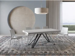 Mesa extensible 200/460x90 cm Terium efecto madera fresno blanco patas antracita