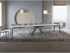 Mesa extensible 200/460x90 cm Terium efecto madera fresno blanco patas antracita