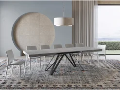 Mesa extensible 200/460x90 cm Terium efecto cemento patas antracita