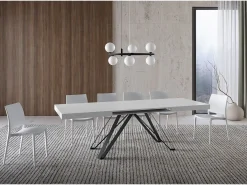 Mesa extensible 160/420X90 cm Terium efecto madera fresno blanco patas antracita