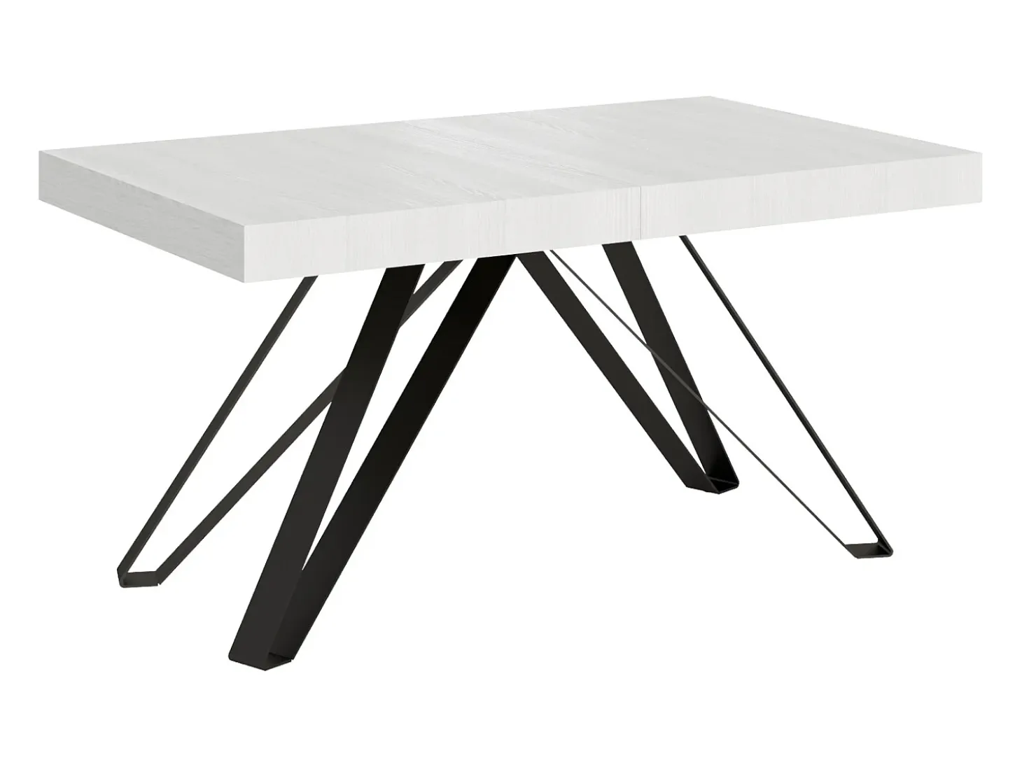 Mesa extensible 160/420X90 cm Terium efecto madera fresno blanco patas antracita
