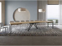 Mesa extensible 200/460x90 cm Terium efecto madera roble natural patas antracita