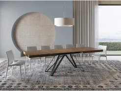 Mesa extensible 200/460x90 cm Terium efecto madera nogal patas antracita