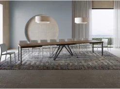 Mesa extensible 200/460x90 cm Terium efecto madera nogal patas antracita