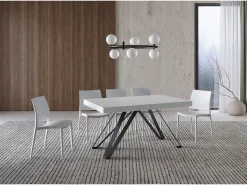 Mesa extensible 160/264x90 cm Terium efecto madera fresno blanco patas antracita