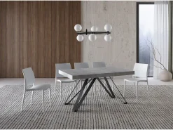 Mesa extensible 160/264x90 cm Terium efecto cemento patas antracita