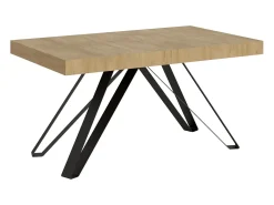 Mesa extensible 160/420X90 cm Terium efecto madera roble natural patas antracita