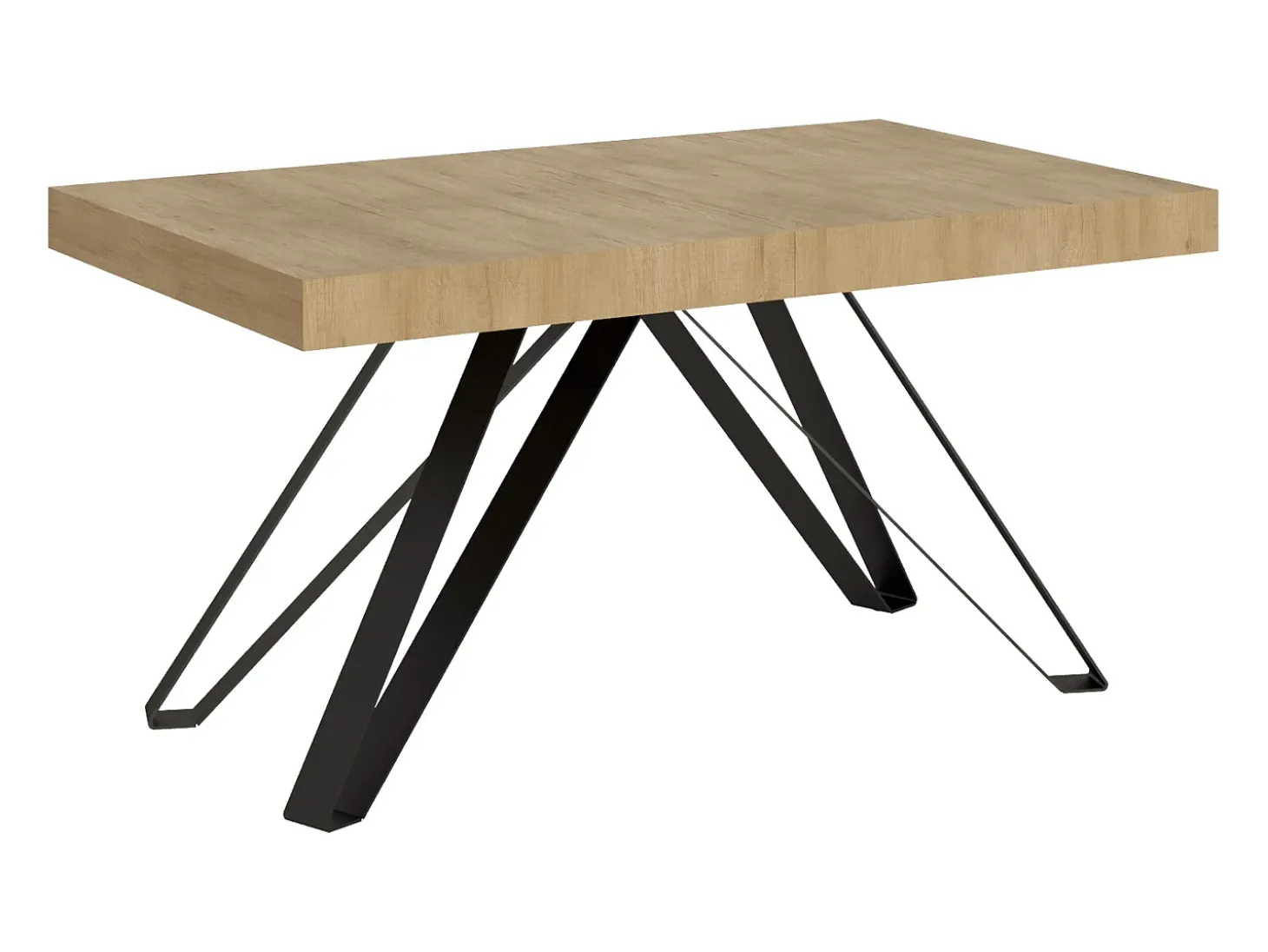 Mesa extensible 160/420X90 cm Terium efecto madera roble natural patas antracita