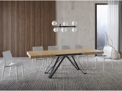 Mesa extensible 160/420X90 cm Terium efecto madera roble natural patas antracita