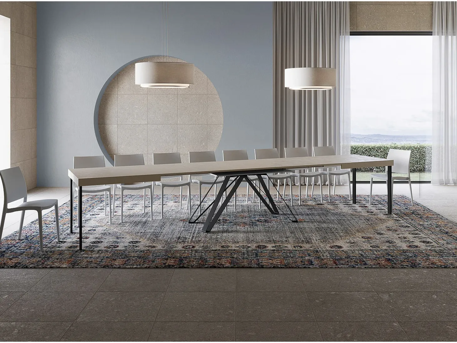 Mesa extensible 180/440x90 cm Terium cachemira patas antracita