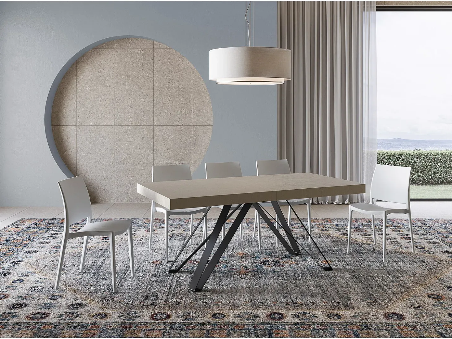 Mesa extensible 180/440x90 cm Terium cachemira patas antracita