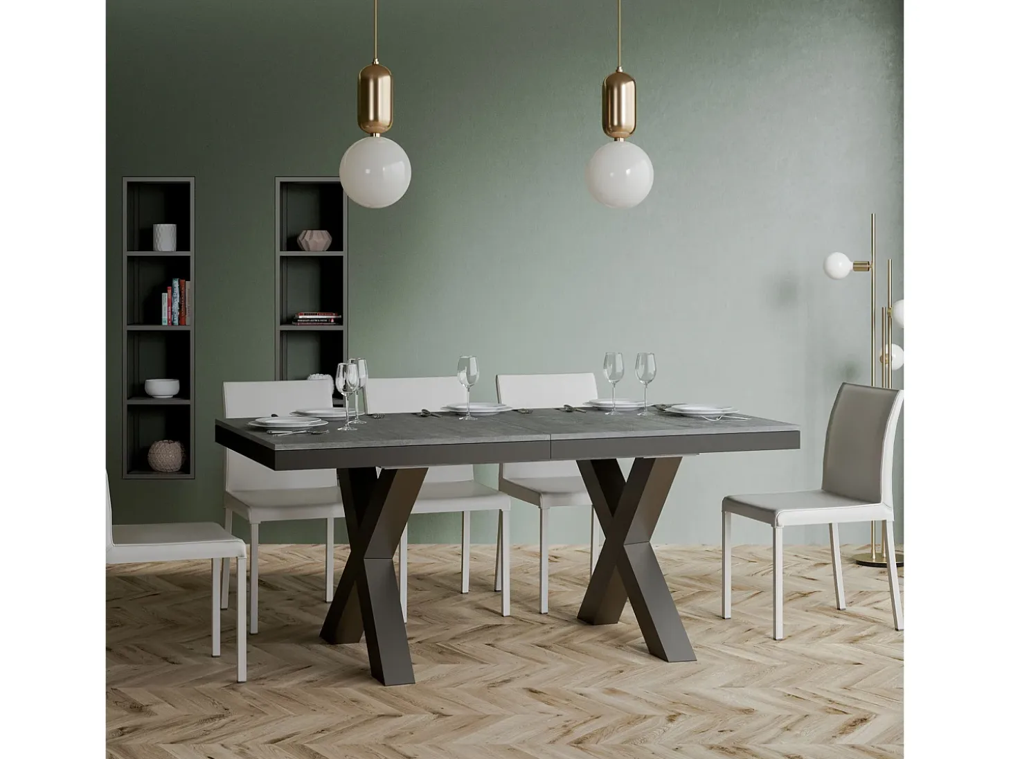 Mesa extensible 90x180/440 cm Traffic Evolution Cemento estructura Antracita
