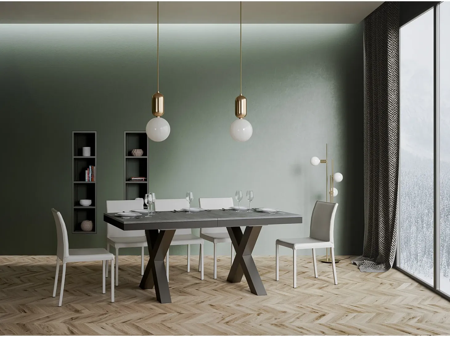 Mesa extensible 90x180/440 cm Traffic Evolution Cemento estructura Antracita