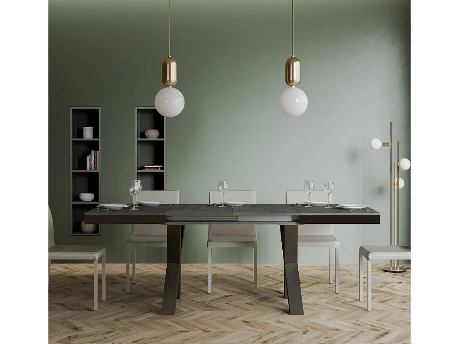 Mesa extensible 90x120/224 cm Traffic Evolution Cemento estructura Antracita