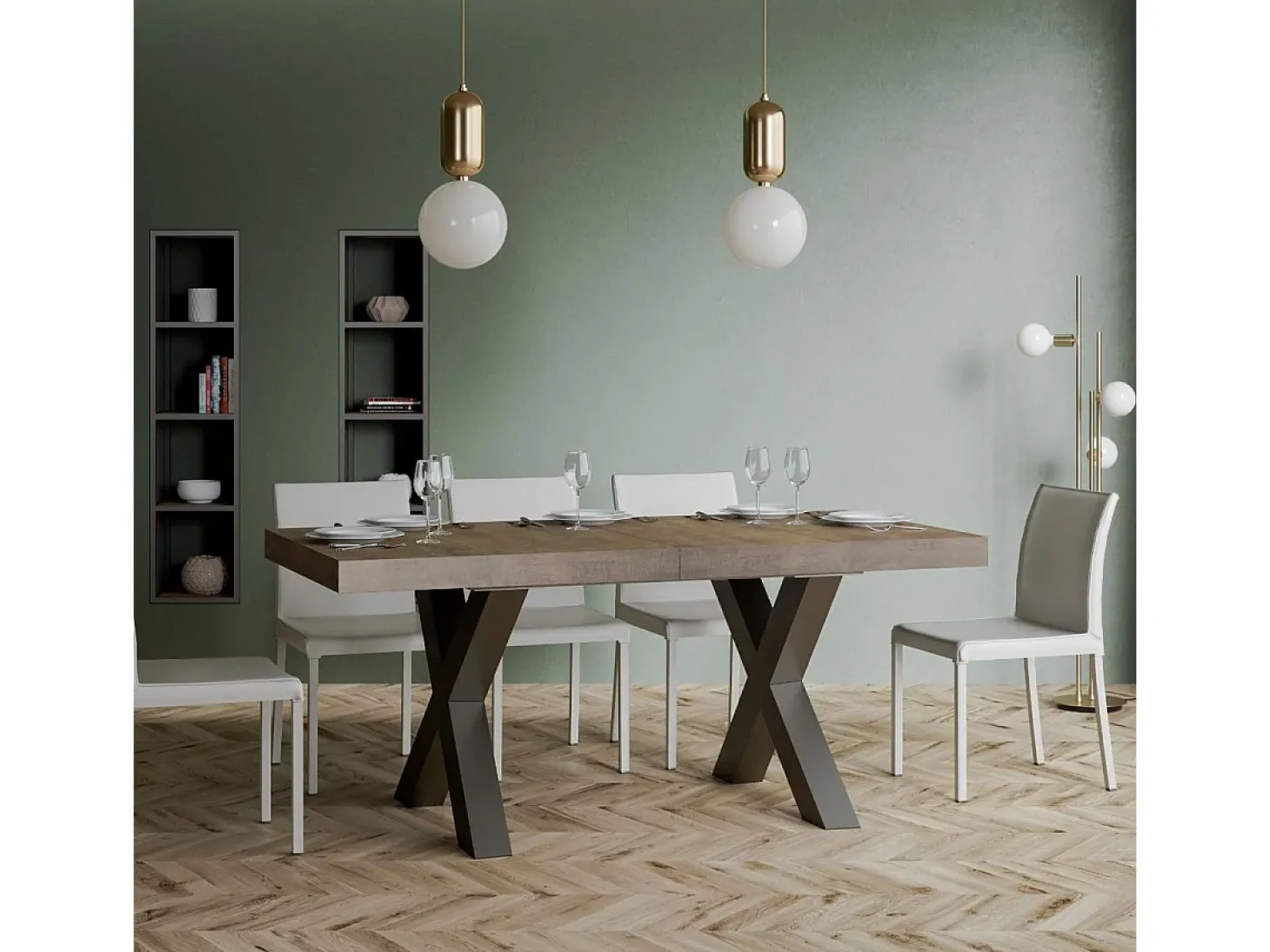 Mesa extensible 90x200/460 cm Traffic Nogal estructura Antracita