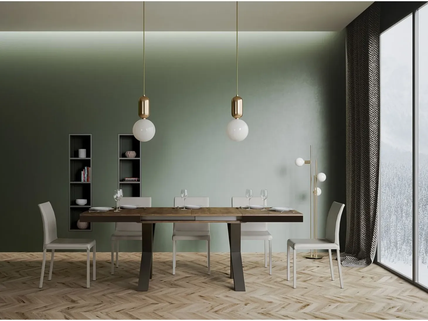 Mesa extensible 90x180/440 cm Traffic Evolution Nogal estructura Antracita