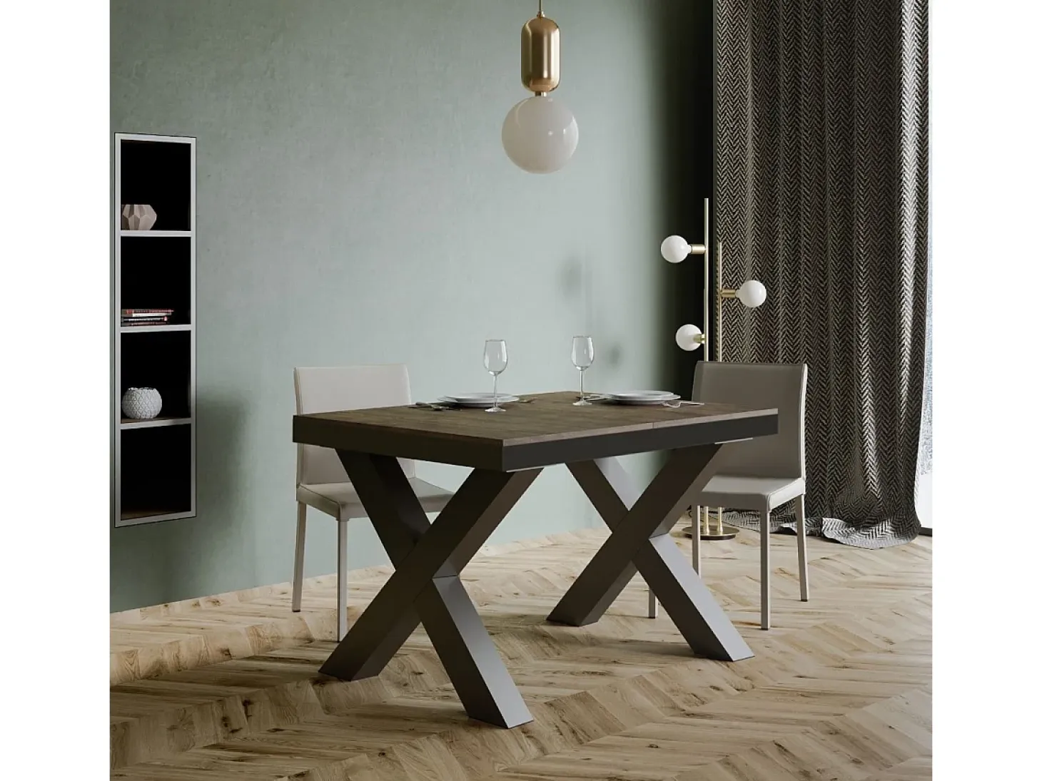 Mesa extensible 90x120/380 cm Traffic Evolution Nogal estructura Antracita