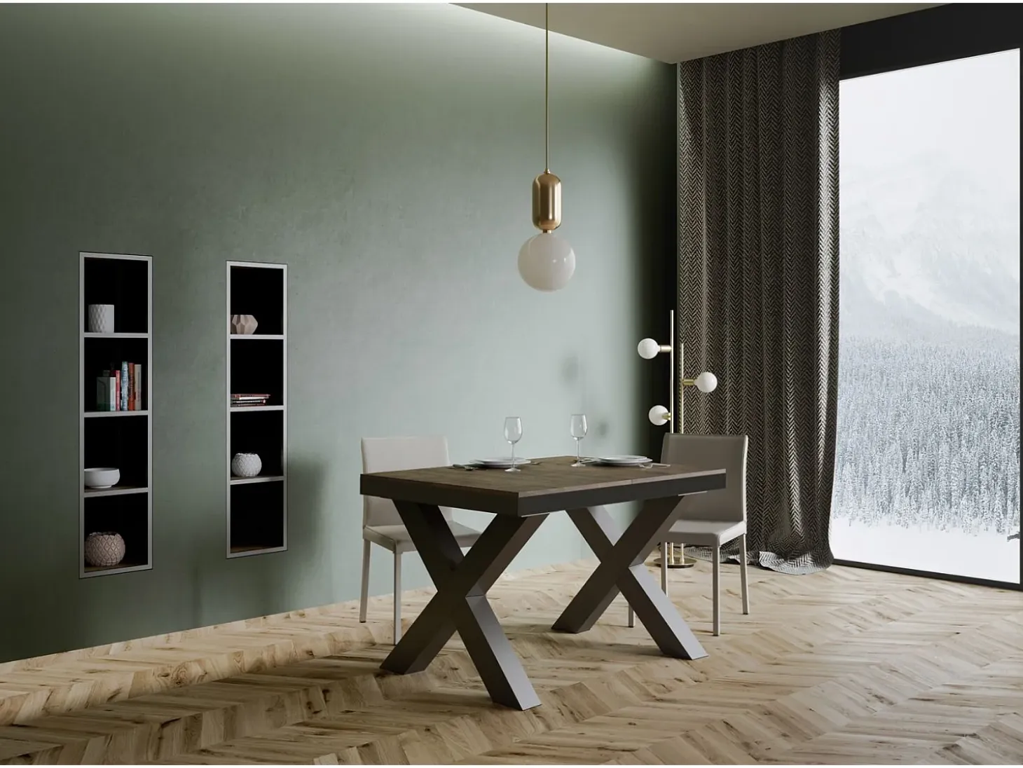 Mesa extensible 90x120/380 cm Traffic Evolution Nogal estructura Antracita