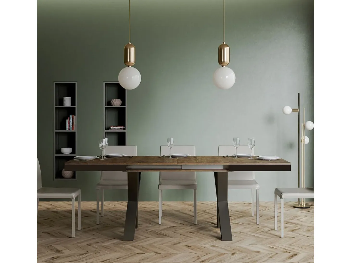 Mesa extensible 90x180/284 cm Traffic Evolution Nogal estructura Antracita