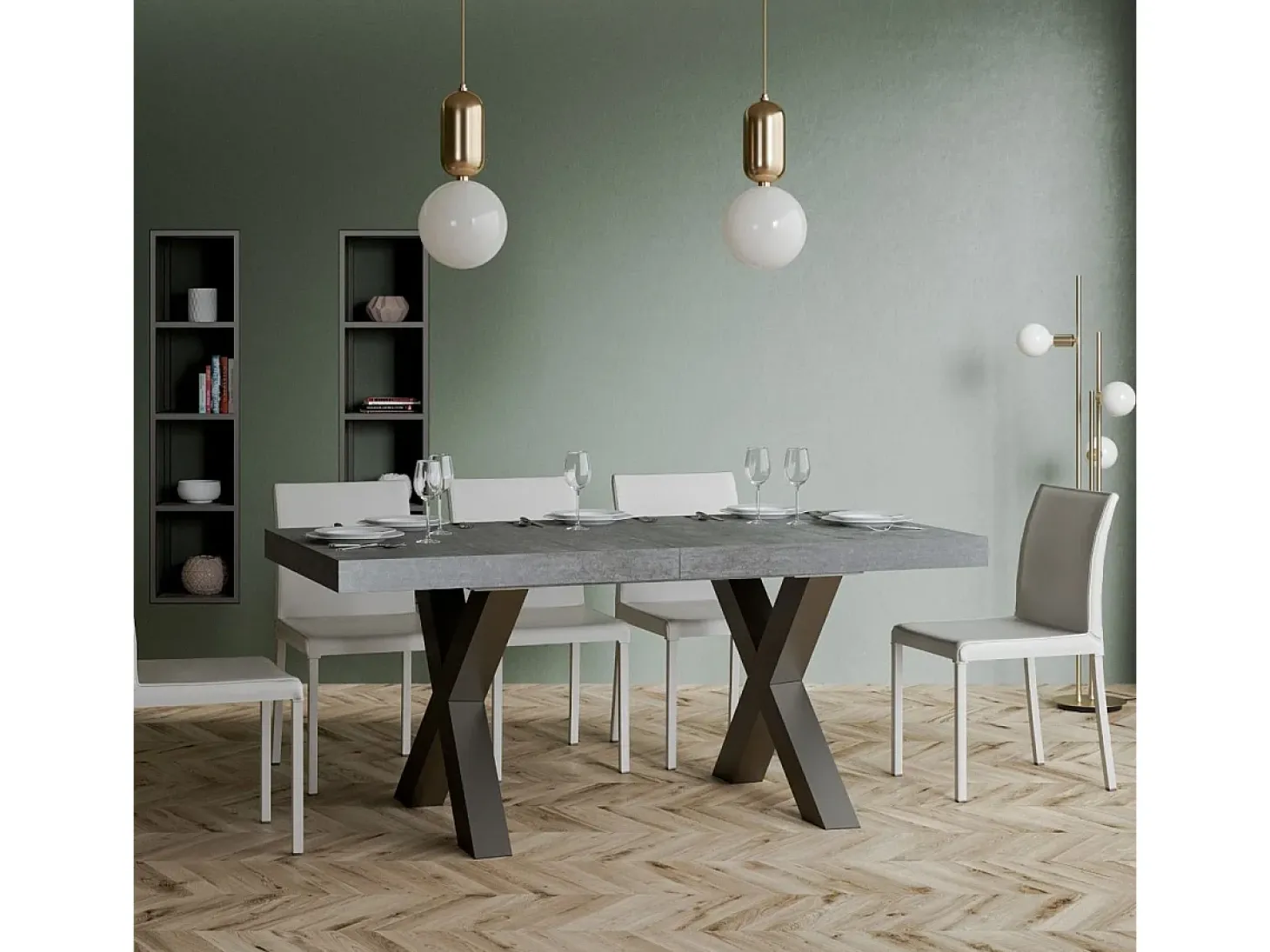 Mesa extensible 90x180/284 cm Traffic Cemento estructura Antracita
