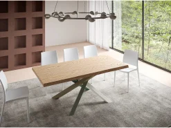 Mesa extensible 90x200/250 cm Versalux patas roble descortezado 4/A