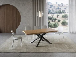Mesa extensible 90x200/250 cm Versalux roble descortezado patas antracita