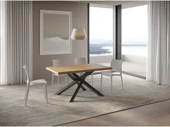 Mesa extensible 90x140/240 cm Versalux roble descortezado patas antracita