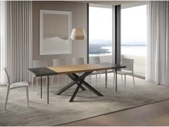 Mesa extensible 90x140/240 cm Versalux roble descortezado patas antracita