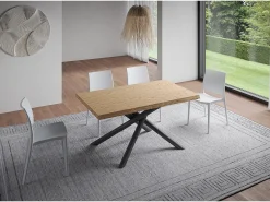 Mesa extensible 90x160/260 cm Vindral roble descortezado patas antracita