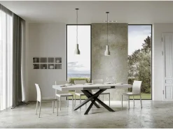 Mesa extensible 140/244x90 cm Volantis fresno blanco patas antracita