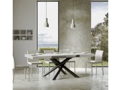 Mesa extensible 140/244x90 cm Volantis fresno blanco patas antracita