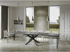 Mesa extensible 140/400x90 cm Volantis cemento patas antracita