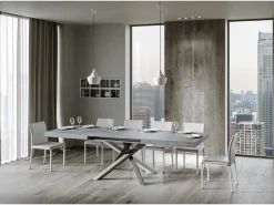 Mesa extensible 200/460x90 cm Volantis cemento patas multicolor 4/C