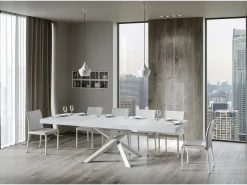 Mesa extensible 90x180/440 cm Volantis Premium Fresno Blanco estructura blanco