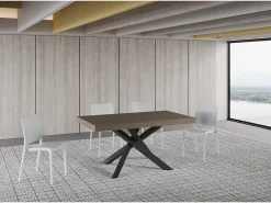 Mesa extensible 90x160/264 cm Volantis Premium gris paloma patas antracita